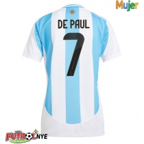 Camiseta Argentina Rodrigo De Paul #7 Primera Equipación para mujer Copa America 2024 manga corta